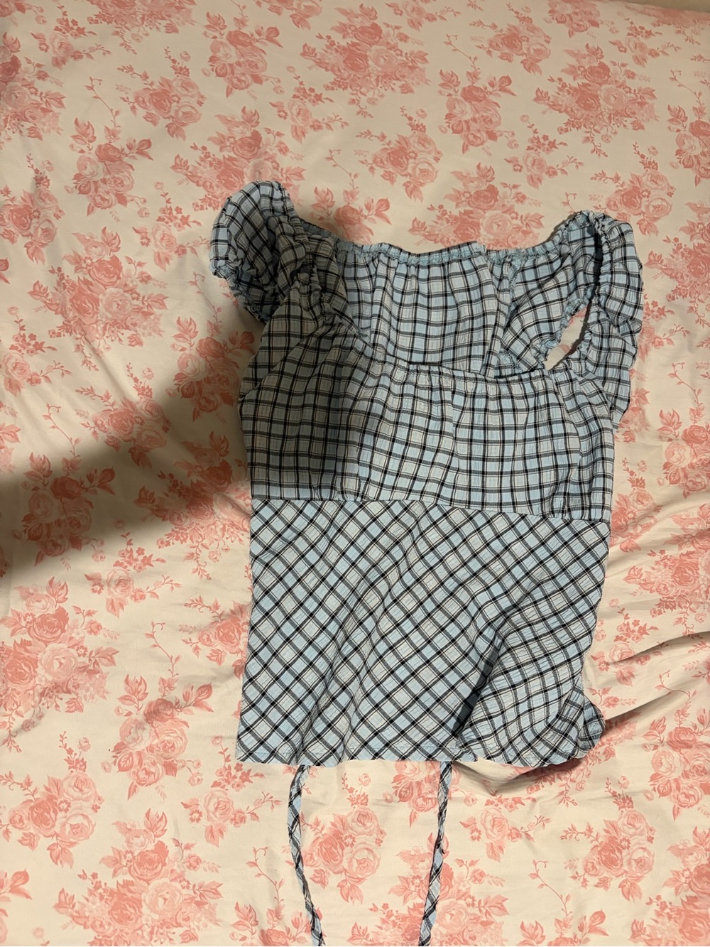 Blue Plaid Off-Shoulder Women's Top